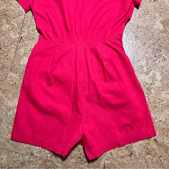 J. Crew Tie Front Cotton Romper In Red Poplin NWT Sz 2 - Picture 6 of 16